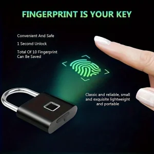 Smart Fingerprint Padlock Rust-Resistant Keyless Anti-Theft Security Lock USB