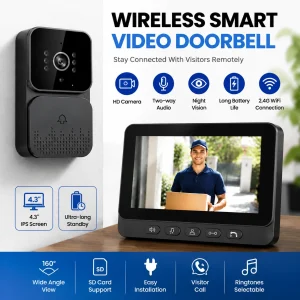 4.3 Inch Wireless Video Smart Doorbell Security Door Intercom Ultra Long Standby