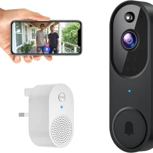 Wireless Smart Video Doorbell Camera, Indoor Outdoor Surveillance Two-way Audio