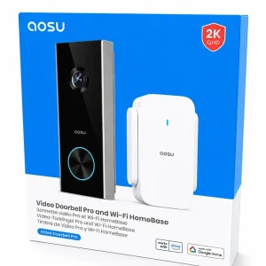Aosu Security Smart Video Doorbell Pro, Wireless 2K with Chime , Two way Audio